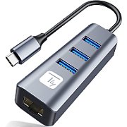 Techly IDATA USB-ETGIGA3CA stații de andocare și replicatoare de porturi pentru calculatoare portabile Prin cablu USB 3.2 Gen 1 (3.1 Gen 1) Type-A + Type-C Negr
