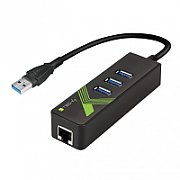 Techly IDATA USB-ETGIGA-3U2 stații de andocare și replicatoare de porturi pentru calculatoare portabile USB 3.2 Gen 1 (3.1 Gen 1) Type-A Negru