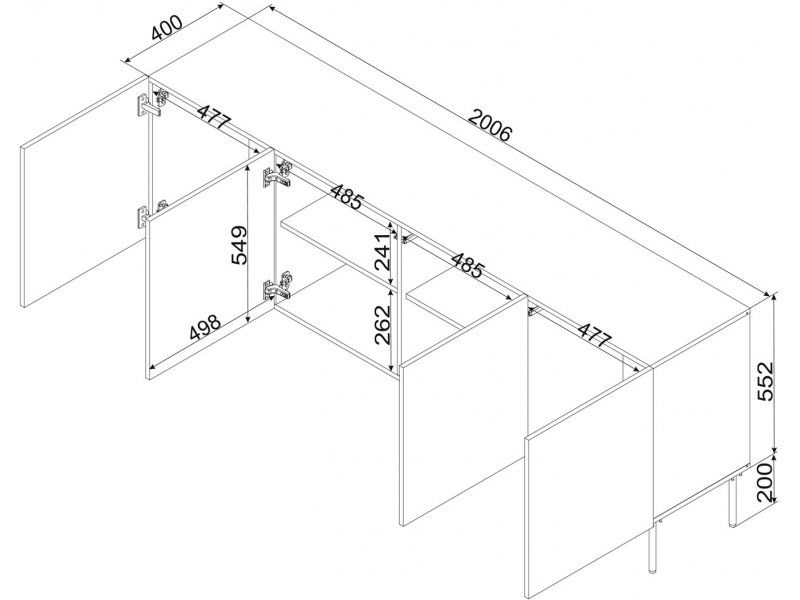 Cama Chest of drawers ISLA 200x40x75 matte black