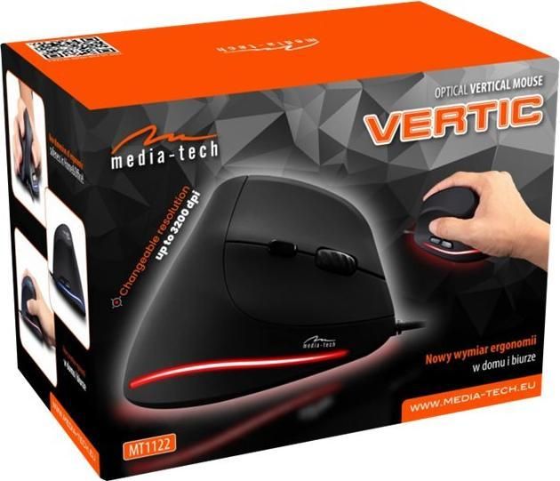 MEDIA-TECH VERTIC MT1122 Wired vertical mouse 6400 DPI Black