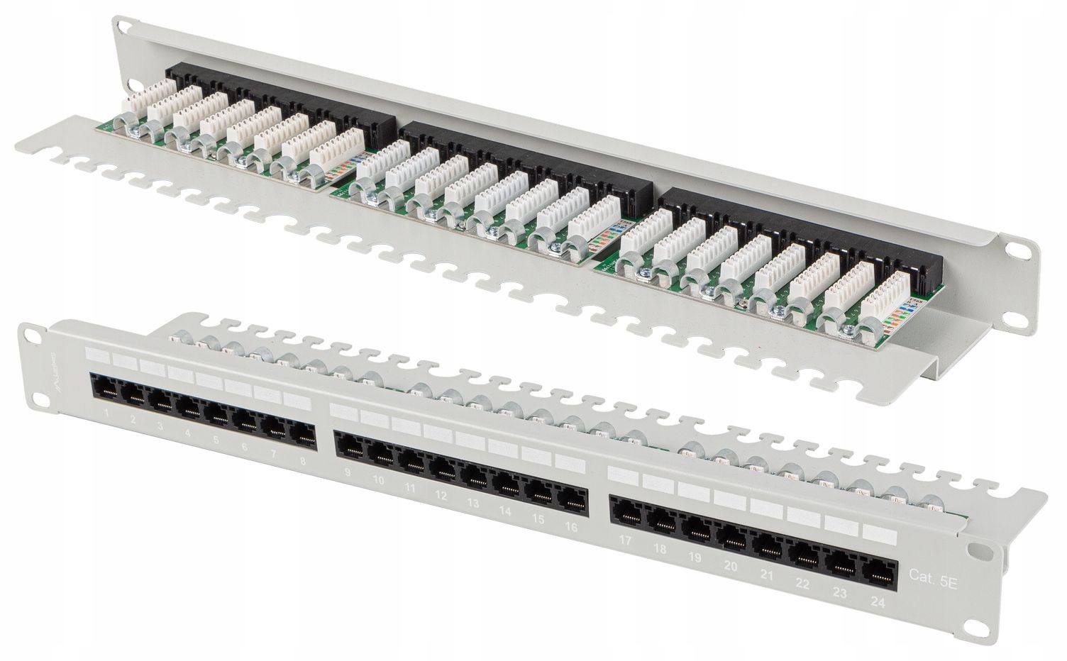 PATCH PANEL 24 PORT 1U 19  CAT.5E UTP WITH CABLE ORGANIZER GRAY LANBERG