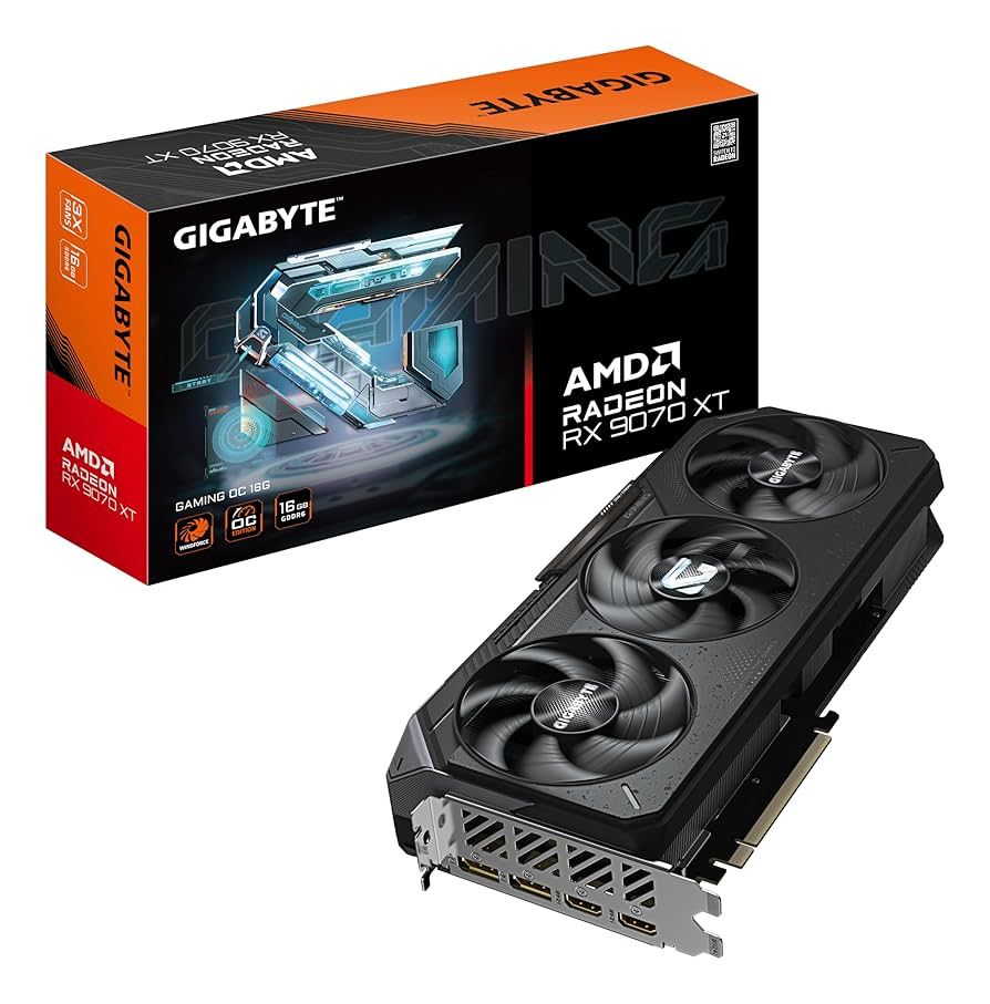 GIGABYTE Radeon RX 9070 XT GAMING 16G Graphics Card - 16GB GDDR6  256bit  PCI-E 5.0  2970 MHz Core Clock  2 x DisplayPort 2.1a  2 x HDMI 2.1b  GV-R9070XTGAMING-16GD
