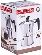 Pedrini Coffee Maker polished Aluminum 3 Cups silver black (9083-3) (90833)