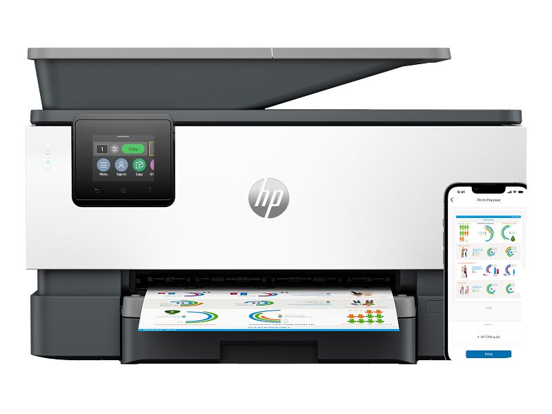 Imprimanta multifunctionala inkjet color HP Pro 9120b, A4, duplex, USB 2.0, Wi-Fi, 22 ppm negru, 18 ppm color