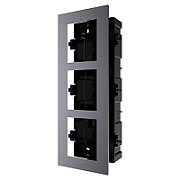 Panou frontal pentru 3 module videointerfon modular Hikvision DS-KD- ACF3 permite conectarea a 3 module de videointerfon modular montareincastrata material aluminiu, doza de plastic inclusa dimensiuni:337.8mm x 124mm × 4mm culoare: negru.
