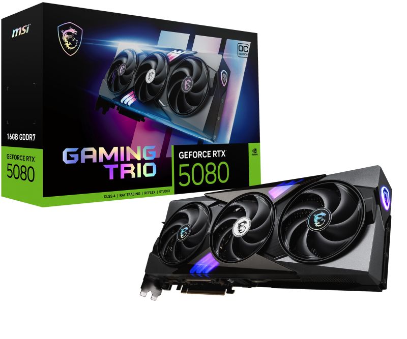 Placa video MSI GeForce RTX 5080 GAMING TRIO OC 16 GB GDDR7 256 bit