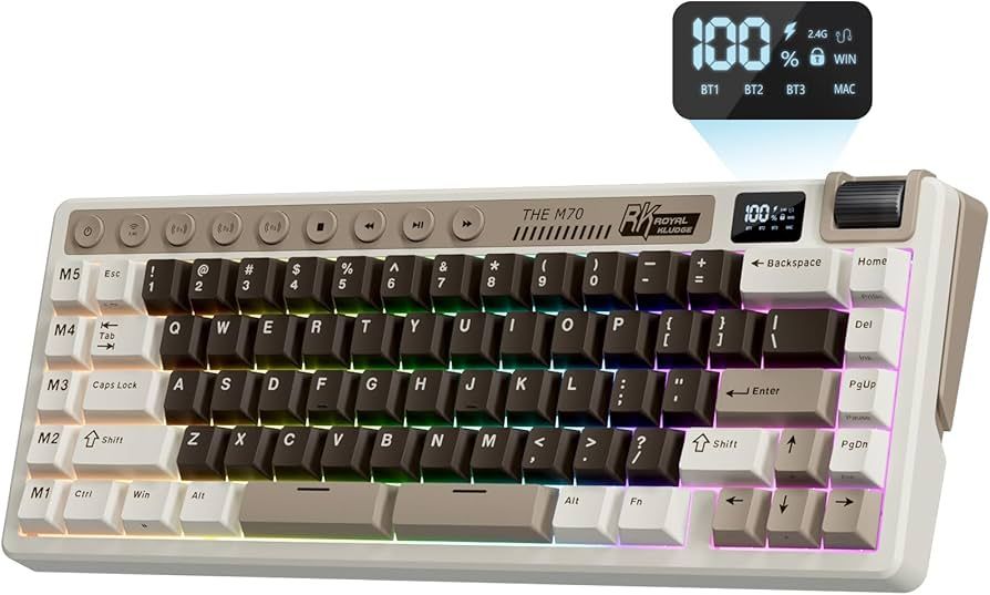 ROYAL KLUDGE RK M70 Cyan Purple Gaming Keyboard Beige switch