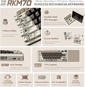 ROYAL KLUDGE RK M70 Cyan Purple Gaming Keyboard Beige switch