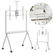 Maclean TV stand / cart  camera shelf  on casters  55-100   max load 120kg/10kg shelf  max. VESA 900x600  white  MC-114 W