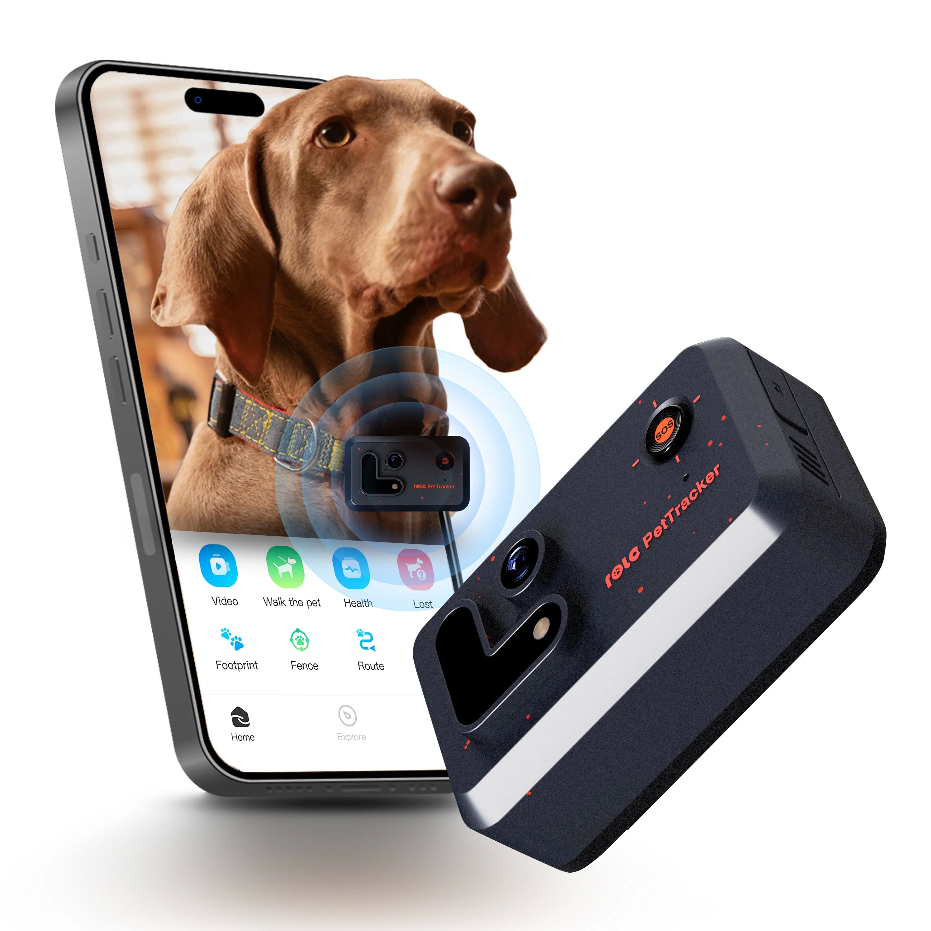 PetTracker EnaBot - Dog Locator w/ Camera - Blue