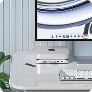 Satechi Stand & Hub For Mac Mini / Studio (1x USB-C 3.2, 1xUSB-A 3.2, 2x USB-A 3.0, 3.5mm Audio,1x Micro/SD, 1x NVMe/M.2 SATA SSD Enclosure Drive not included) - Silver