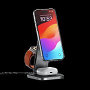Satechi 3-in-1 Foldable Qi2 Wireless Charging Stand with Type A,C,G plugs - Space Gray