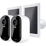 Arlo Essential (Gen.2) Bundle 2K Outdoor Security Camera - 2 Camera Kit + 2 Essential Solar Panel Charger - White