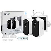 Arlo Essential (Gen.2) Bundle 2K Outdoor Security Camera - 2 Camera Kit + 2 Essential Solar Panel Charger - White