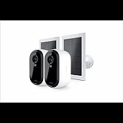 Arlo Essential (Gen.2) Bundle 2K Outdoor Security Camera - 2 Camera Kit + 2 Essential Solar Panel Charger - White