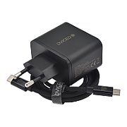Dviced Wall charger 65W GaN 2 USB-C EU w cable - Black