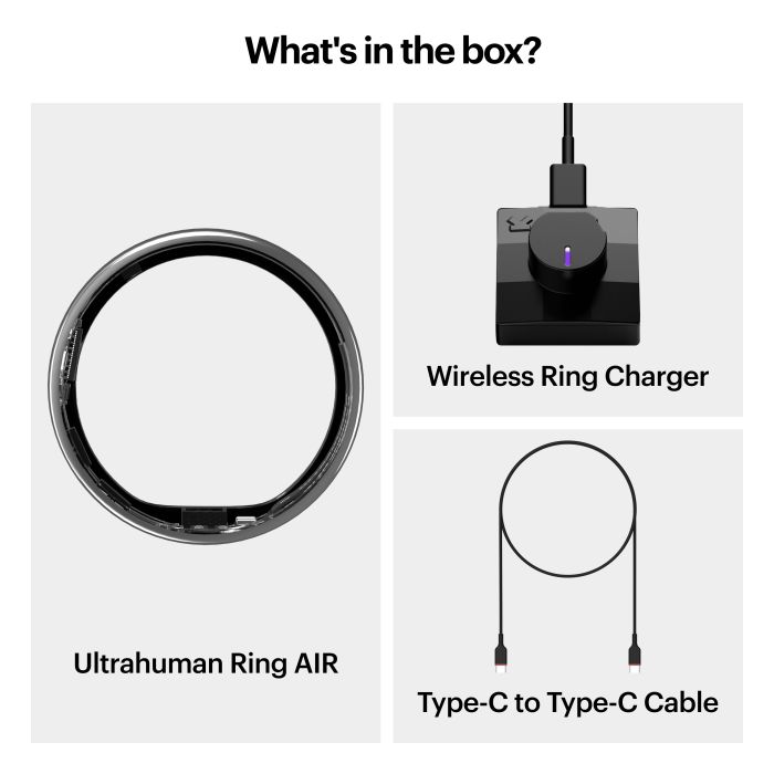 Ultrahuman Ring Air - Smart Ring, Charger, USB Cable / Size-10- Aster_Air_Black
