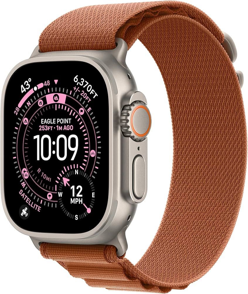 Apple Watch 49mm Loop:  Terra Cotta Alpine Loop - Large - Natural Titanium Finish