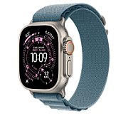 Apple Watch 49mm Loop:  Light Blue Alpine Loop - Medium - Natural Titanium Finish