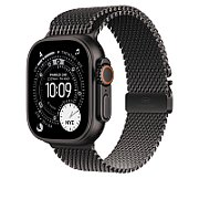 Apple Watch 49mm Loop:  Black Titanium Milanese Loop - Large