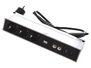 Table socket 3-way Inox