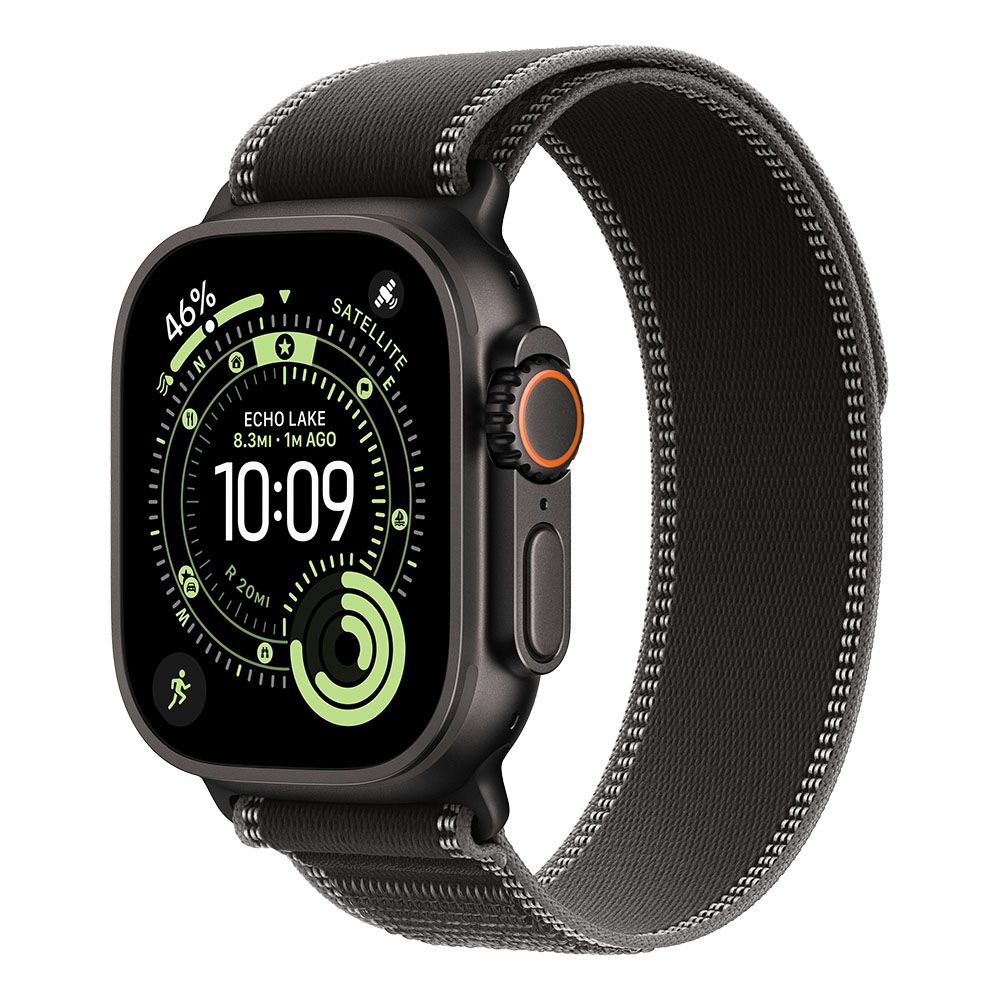 Apple Watch Ultra 3 GPS + Cellular 49mm Black Titanium Case with Black/Charcoal Trail Loop - S/M