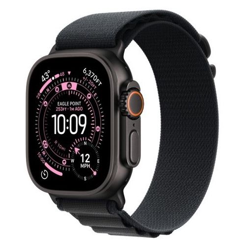 Apple Watch Ultra 3 GPS + Cellular 49mm Black Titanium Case with Black Alpine Loop - Large