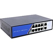 Switch BestNPS NPS08F02GN-GS PoE Switch 8 RJ45 10/100Mbps + 2 RJ45 10/100/1000Mbps, sursa cert. GS