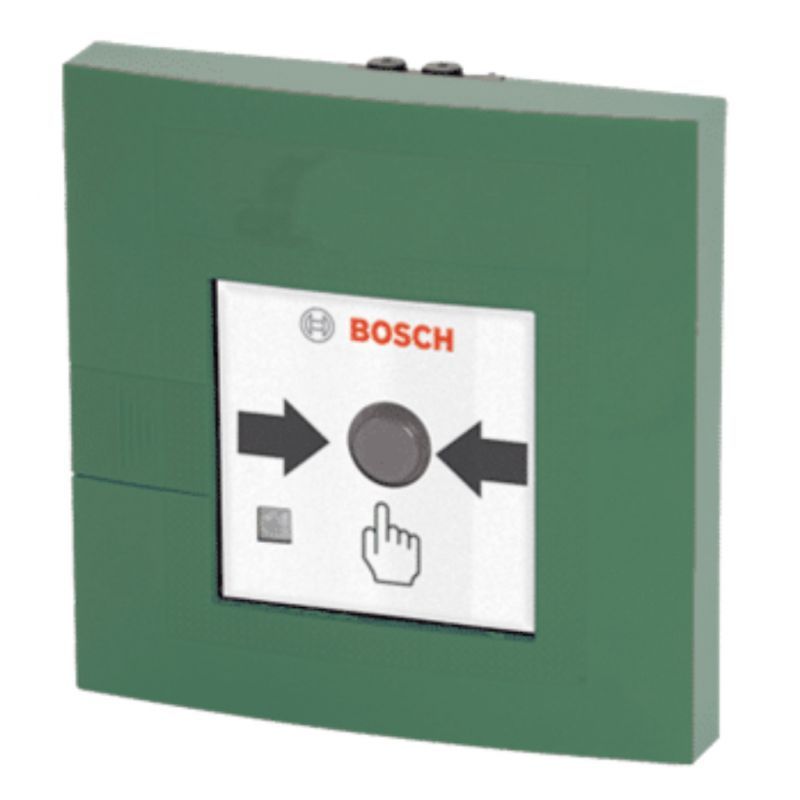 Buton adresabil Bosch FMC-210-DM-G-GR cu geam (dubla actiune), verde, de interior IP52