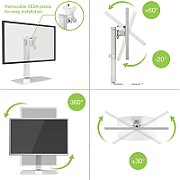Suport de birou pentru monitor, reglabil, 17 - 27 inch, Alb, Techly, ICA-LCD 260
