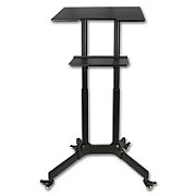 Statie de lucru pentru laptop, raft suplimentar, mobil pe roti, TECHLY, negru, ICA-TB TPM-1BK