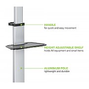 Stand TV aluminiu, universal, reglabil inaltime, raft inclus, 37 - 86 inch, Techly, ICA-TR1546