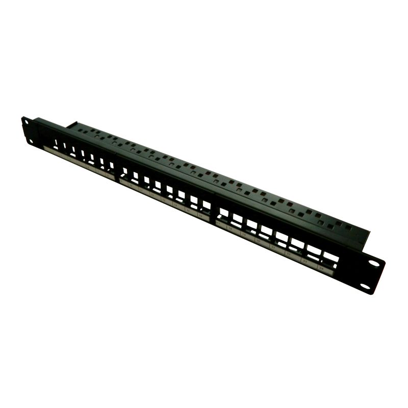 Patch panel 24 porturi, 1U, neechipat, suport de cabluri integrat, black - EMTEX