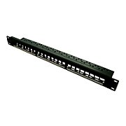 Patch panel 24 porturi, 1U, neechipat, suport de cabluri integrat, black - EMTEX
