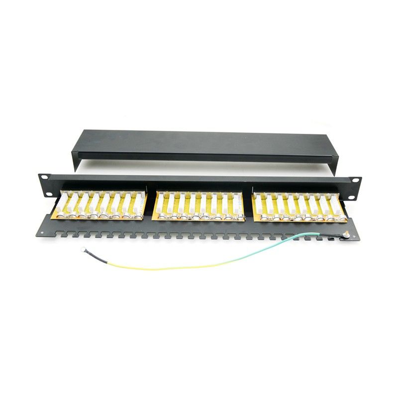 Patch panel 24 porturi ,1U, FTP Cat.5e, Krone+110 , suport de cabluri integrat - EMTEX