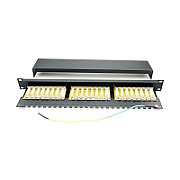 Patch panel 24 porturi ,1U, FTP Cat.5e, Krone+110 , suport de cabluri integrat - EMTEX