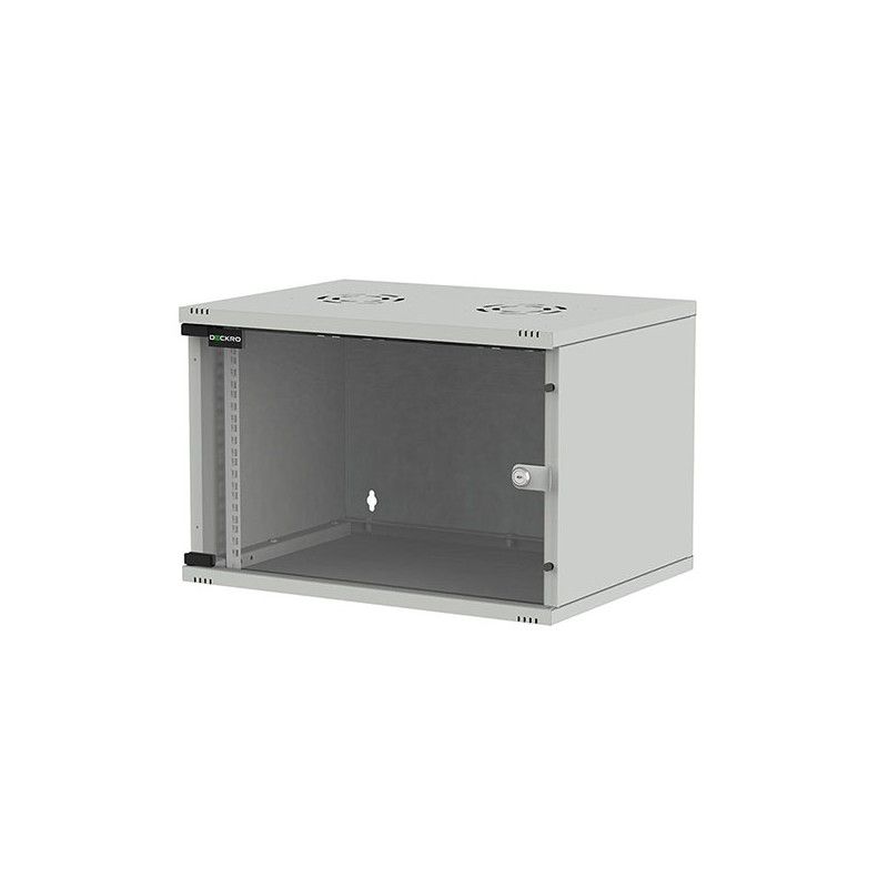 Rack 19'' 4U 540x400, de perete, dezasamblat, usa fata sticla, gri, capacitate 30kg, seria D-SOHO BASIC, DECKRO