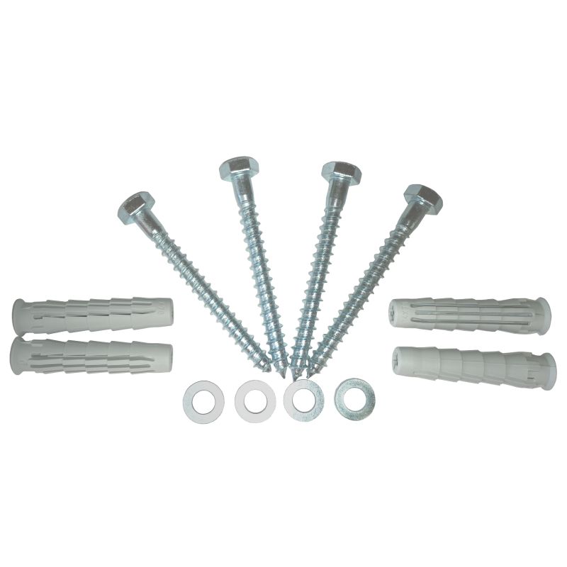 Set fixare rackuri pe perete, capacitate 120Kg, contine 4 x diblu nylon + holsurub cap hexagonal 14 x 70mm + saibe plate - ELEMATIC