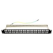 Patch panel 48 porturi, 1U, neechipat, ecranat, suport de cabluri integrat, black - EMTEX