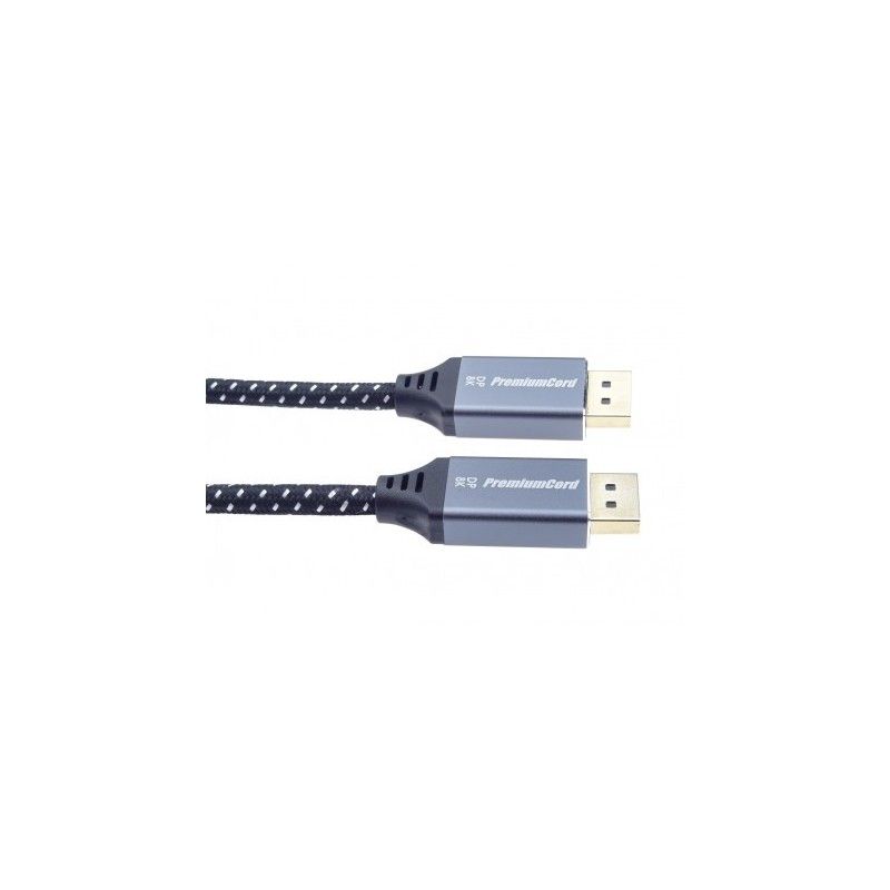 Cablu DisplayPort, tata - tata, Versiunea 1.4, 8K (7680x4320), dublu ecranat, manson textil, conectori metalici auriti, 3m, PremiumCord