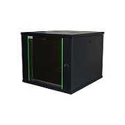 Rack 19'' 12U 600x600, de perete, usa din sticla, panouri detasabile si securizate, dezasamblat, capacitate 100kg, negru RAL9005, D-META-2, DECKRO