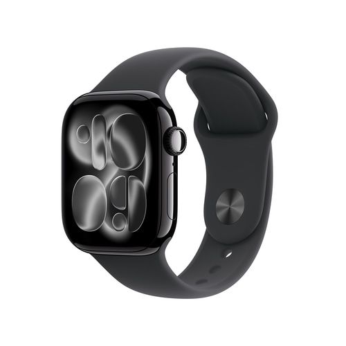 Apple Watch Series 11 GPS 42mm Carcasă din aluminiu negru cu brățară sport neagră - M/L