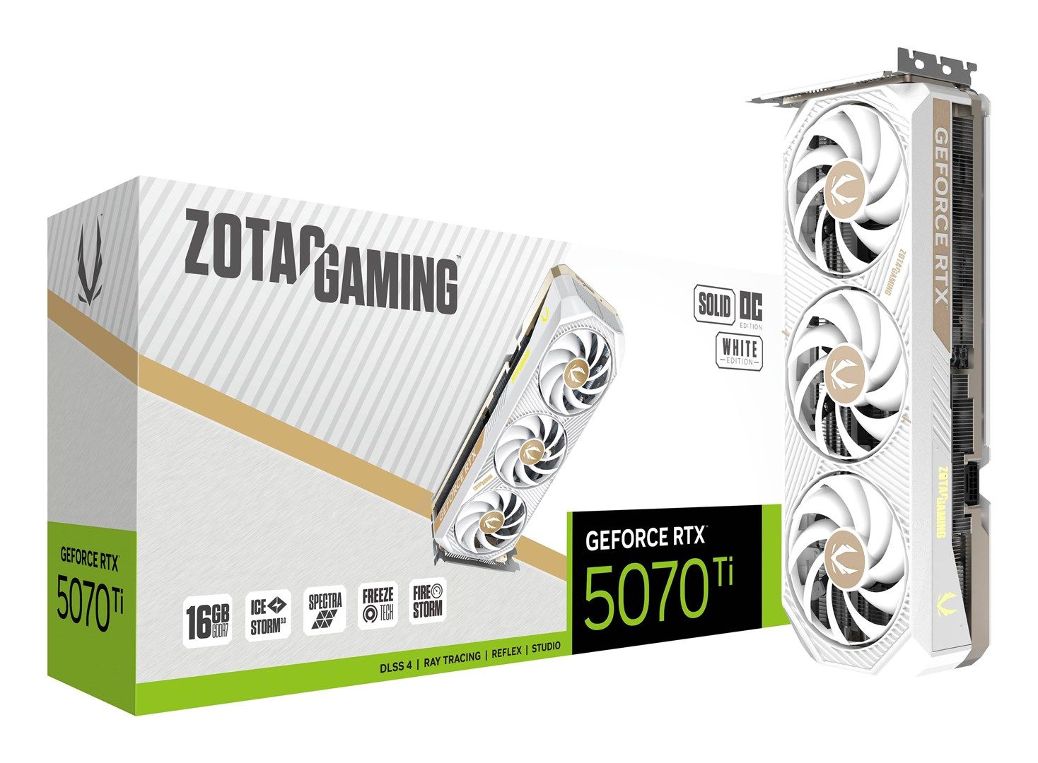Placa video ZOTAC GeForce RTX 5070 Ti SOLID CORE OC White Edition 16 GB GDDR7 256 bit