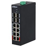 Dahua PoE Hardened Managed Desktop Layer 2 Switch, 12 Ports, 8x100M RJ-45 (PoE max 135W), 4xGbit SFP 1000 (Uplink)