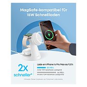 Stand cu incarcare wireless 3 in 1 Anker, MagGo 3-in-1, 15W, fast charge, pentru iPhone seriile 12-16. apple Watch si AirPods, cablu USB-C inclus, 1 x USB-C incarcare, alb,  B25M4G21  (timbru verde 0.18 lei) - 0194644206772