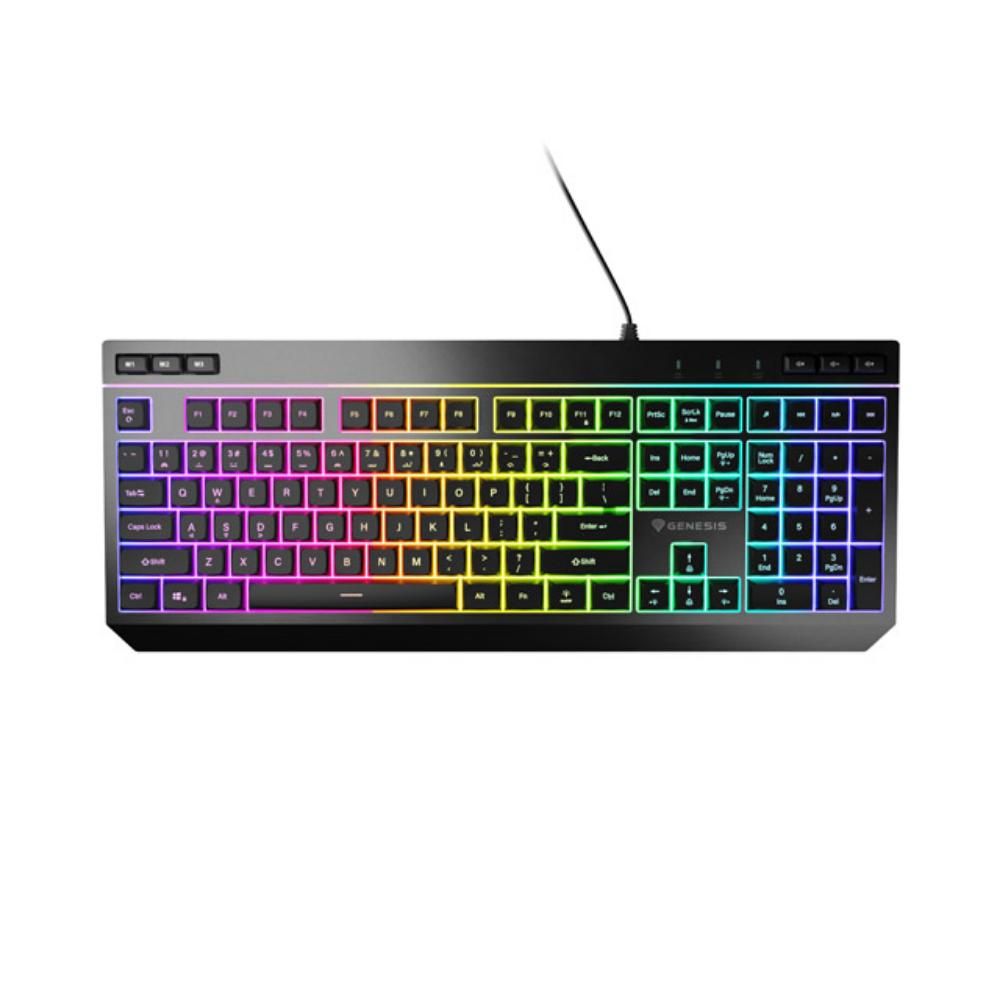 Tastatura gaming cu fir Genesis RHOD 530, tip membrana, iluminare RGB, numar taste 114, material ABS, lungime cablu 180cm, negru