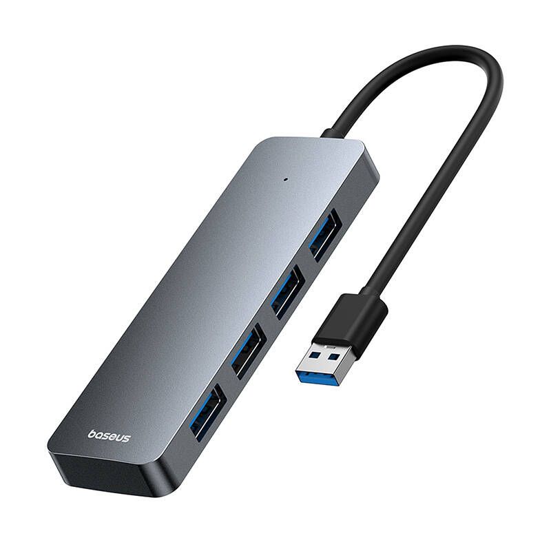 HUB extern Baseus UltraJoy 4 in 1, input USB, output USB Type-C, USB3.0 x 4, lungime cablu 50 cm, gri  B0005280B811-01  (timbru verde 0.18 lei) - 6932172653262