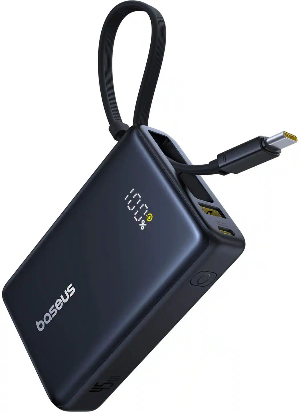 POWER BANK Baseus PicoGo, display, capacitate 10000mAh, 45W, cablu integrat USB Type-C, 1 x USB Type-C, 1 x USB, total 5V/3A, negru,  P10076803123-00  (timbru verde 0.98 lei) - 6932172678715