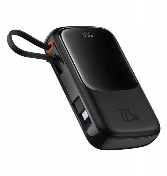 POWER BANK Baseus Qpow Pro+, display, capacitate 10000mAh, 22.5W, 1 x USB 1 x USB Type-C, cablu integrat 1 x USB Type-C, total 5V/2.4A, negru,  P10067101113-00  (timbru verde 0.98 lei) - 6932172652463