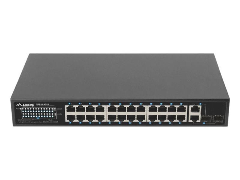 Lanberg RSFE-24P-2C-250 switch-uri Fara management Gigabit Ethernet (10/100/1000) Power over Ethernet (PoE) Suport 1U Negru